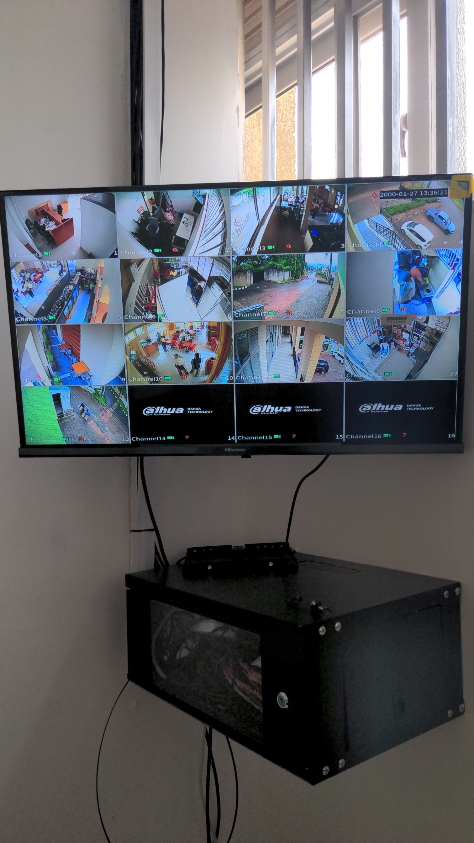 16-channel CCTV monitoring wall installed for a client