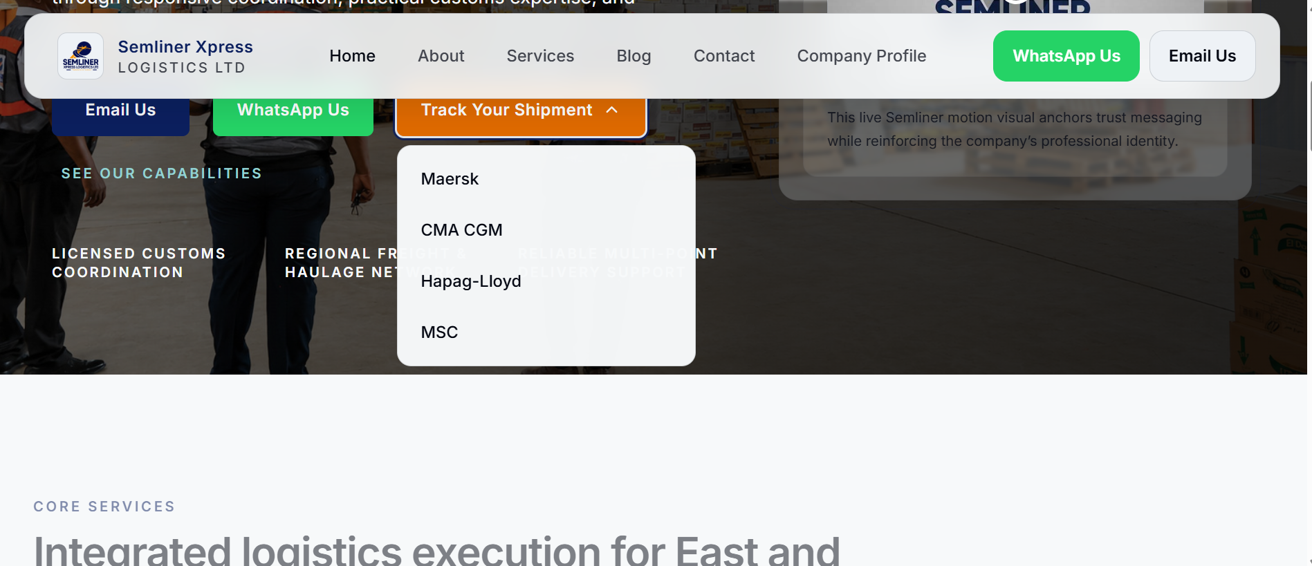 semliner tracking software screenshot